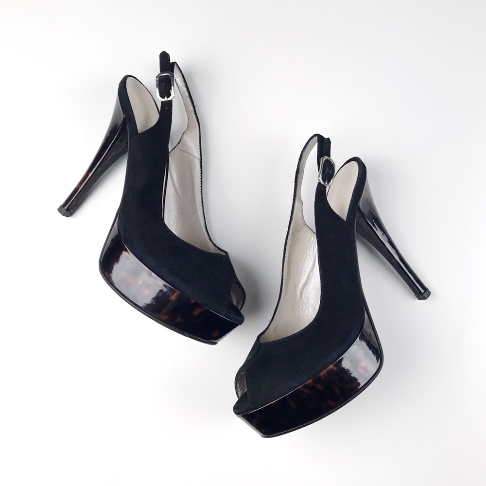 Bruno Magli Peep Toe Suede Platform Slingbacks